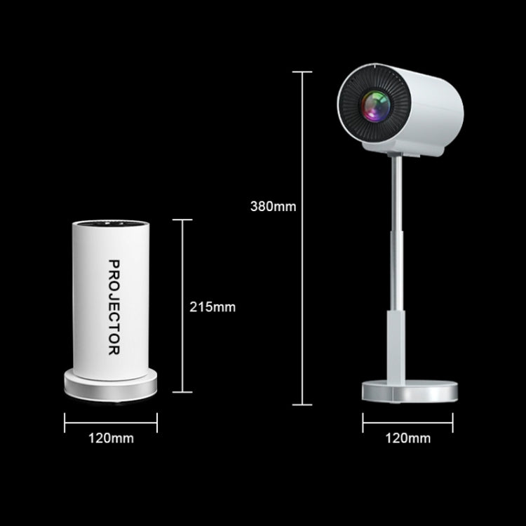 TS-3 1280x720P 260ANSI HiSilicon 352 Android 9.0 Telescopic Projector, UK Plug(White) - LED Projector by PMC TechLife | Online Shopping South Africa | PMC TechLife | Buy Now Pay Later Mobicred