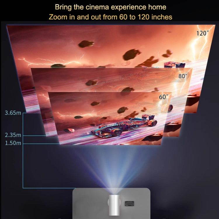 TS-3 1280x720P 260ANSI HiSilicon 352 Android 9.0 Telescopic Projector, US Plug(White) - LED Projector by PMC TechLife | Online Shopping South Africa | PMC TechLife | Buy Now Pay Later Mobicred