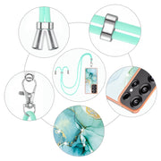 For Samsung Galaxy S25 Ultra 5G Electroplating Marble Dual-side IMD Phone Case with Lanyard(Green 003)