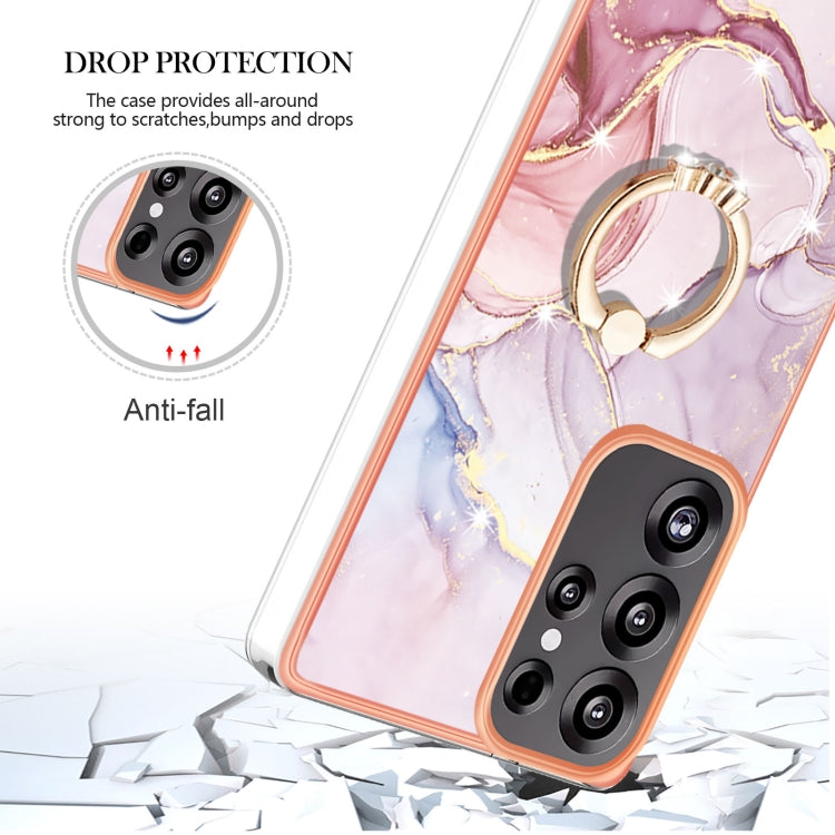 For Samsung Galaxy S25 Ultra 5G Electroplating Marble IMD TPU Phone Case with Ring Holder(Rose Gold 005) - Galaxy S25 Ultra 5G Cases by PMC Jewellery | Online Shopping South Africa | PMC Jewellery | Buy Now Pay Later Mobicred