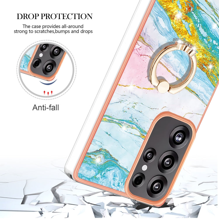 For Samsung Galaxy S25 Ultra 5G Electroplating Marble IMD TPU Phone Case with Ring Holder(Green 004) - Galaxy S25 Ultra 5G Cases by PMC Jewellery | Online Shopping South Africa | PMC Jewellery | Buy Now Pay Later Mobicred