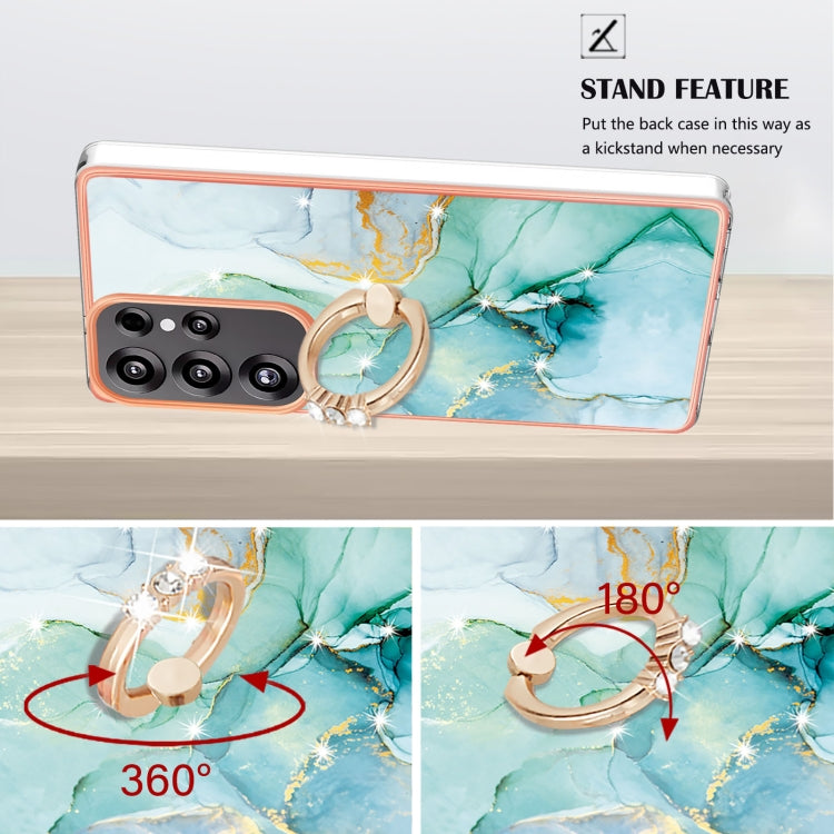 For Samsung Galaxy S25 Ultra 5G Electroplating Marble IMD TPU Phone Case with Ring Holder(Green 003) - Galaxy S25 Ultra 5G Cases by PMC Jewellery | Online Shopping South Africa | PMC Jewellery | Buy Now Pay Later Mobicred