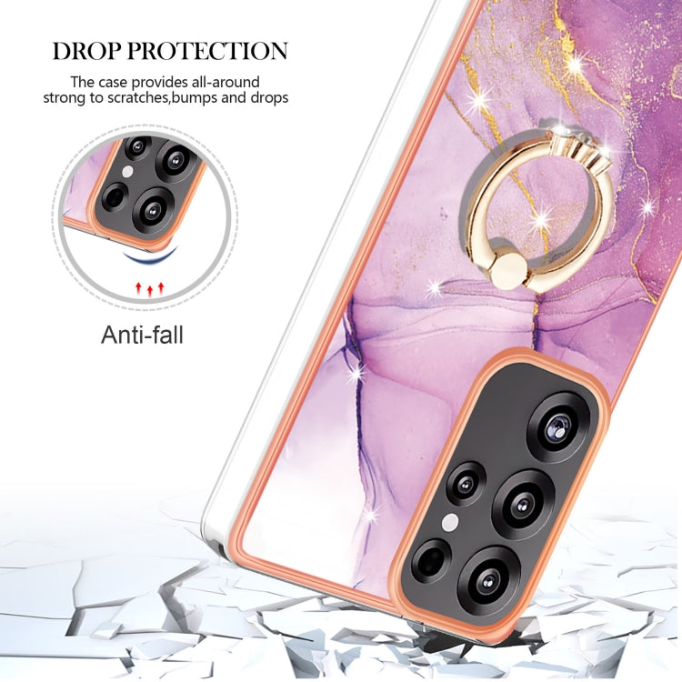 For Samsung Galaxy S25 Ultra 5G Electroplating Marble IMD TPU Phone Case with Ring Holder(Purple 001) - Galaxy S25 Ultra 5G Cases by PMC Jewellery | Online Shopping South Africa | PMC Jewellery | Buy Now Pay Later Mobicred