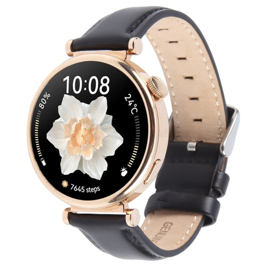 18mm Silver Steel Buckle Genuine Leather Watch Band Wristband(Black) - 18mm Bands by PMC Jewellery | Online Shopping South Africa | PMC Jewellery | Buy Now Pay Later Mobicred