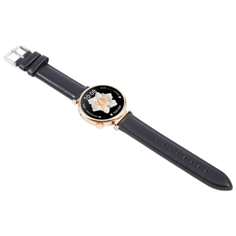 18mm Silver Steel Buckle Genuine Leather Watch Band Wristband(Black) - 18mm Bands by PMC Jewellery | Online Shopping South Africa | PMC Jewellery | Buy Now Pay Later Mobicred