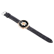 18mm Silver Steel Buckle Genuine Leather Watch Band Wristband(Bamboo Black)