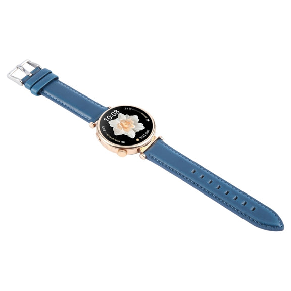 20mm Silver Steel Buckle Genuine Leather Watch Band Wristband(Blue)