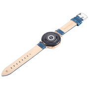 20mm Silver Steel Buckle Genuine Leather Watch Band Wristband(Blue)