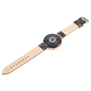 22mm Silver Steel Buckle Genuine Leather Watch Band Wristband(Coffee)