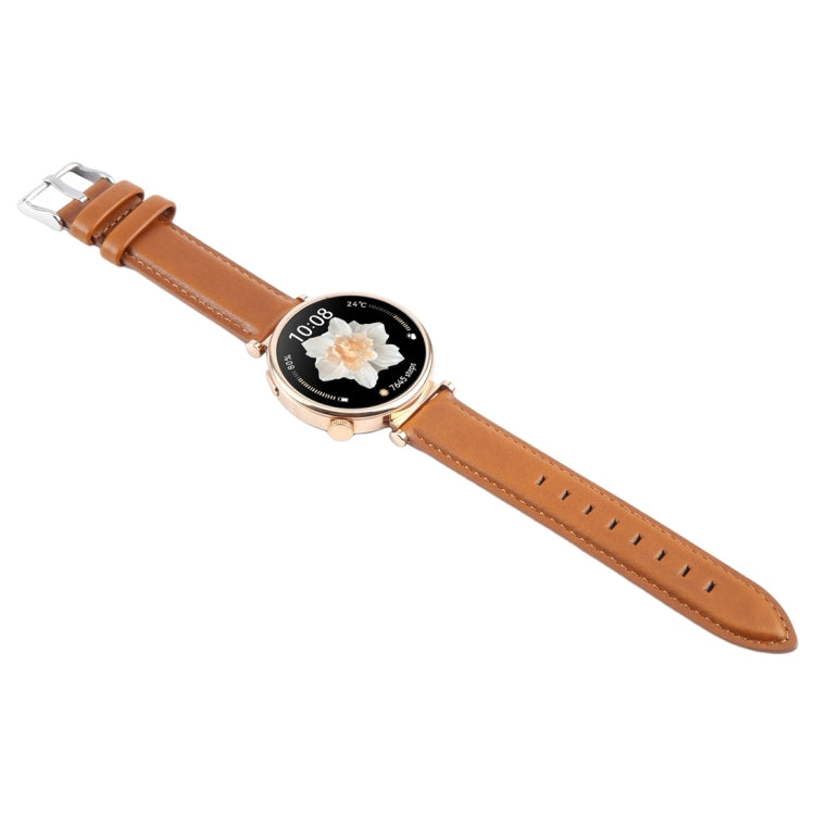 22mm Silver Steel Buckle Genuine Leather Watch Band Wristband(Brown)