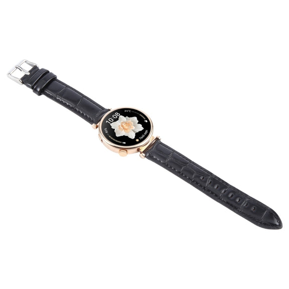 22mm Silver Steel Buckle Genuine Leather Watch Band Wristband(Bamboo Black)