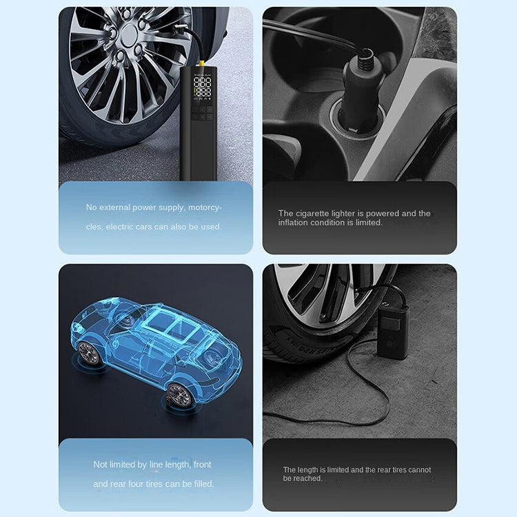 T6 Car Digital Display Portable Smart Electric Wireless Air Pump(Black) - free shipping - PMC Jewellery - Order now!