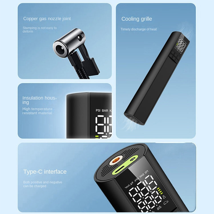T6 Car Digital Display Portable Smart Electric Wireless Air Pump(Black) - free shipping - PMC Jewellery - Order now!