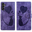 For Samsung Galaxy S25 5G Pen Heart Cat Embossed Leather Phone Case(Purple) - Galaxy S25 5G Cases by PMC TechLife | Online Shopping South Africa | PMC TechLife | Buy Now Pay Later Mobicred