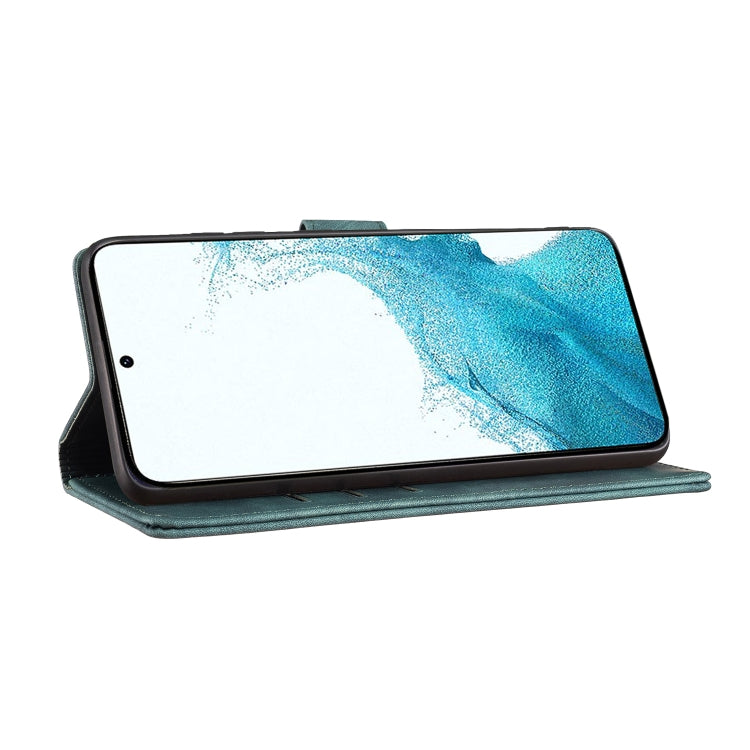 For Samsung Galaxy S25 5G Pen Heart Cat Embossed Leather Phone Case(Green) - Galaxy S25 5G Cases by PMC TechLife | Online Shopping South Africa | PMC TechLife | Buy Now Pay Later Mobicred