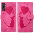 For Samsung Galaxy S25 5G Pen Heart Cat Embossed Leather Phone Case(Pink) - Galaxy S25 5G Cases by PMC TechLife | Online Shopping South Africa | PMC TechLife | Buy Now Pay Later Mobicred