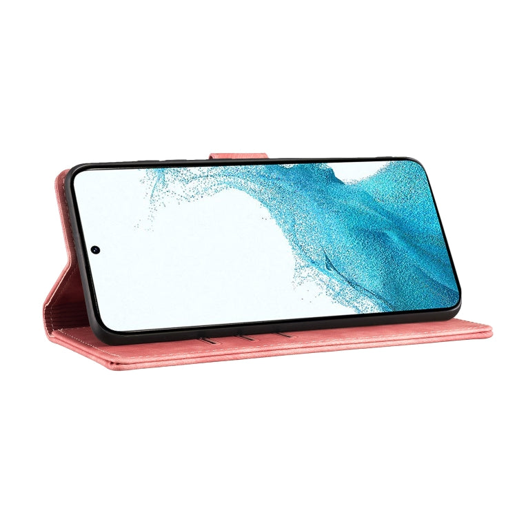 For Samsung Galaxy S25+ 5G Pen Heart Cat Embossed Leather Phone Case(Orange) - Galaxy S25+ 5G Cases by PMC TechLife | Online Shopping South Africa | PMC TechLife | Buy Now Pay Later Mobicred