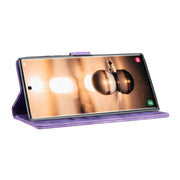 For Samsung Galaxy S25 Ultra 5G Pen Heart Cat Embossed Leather Phone Case(Purple)