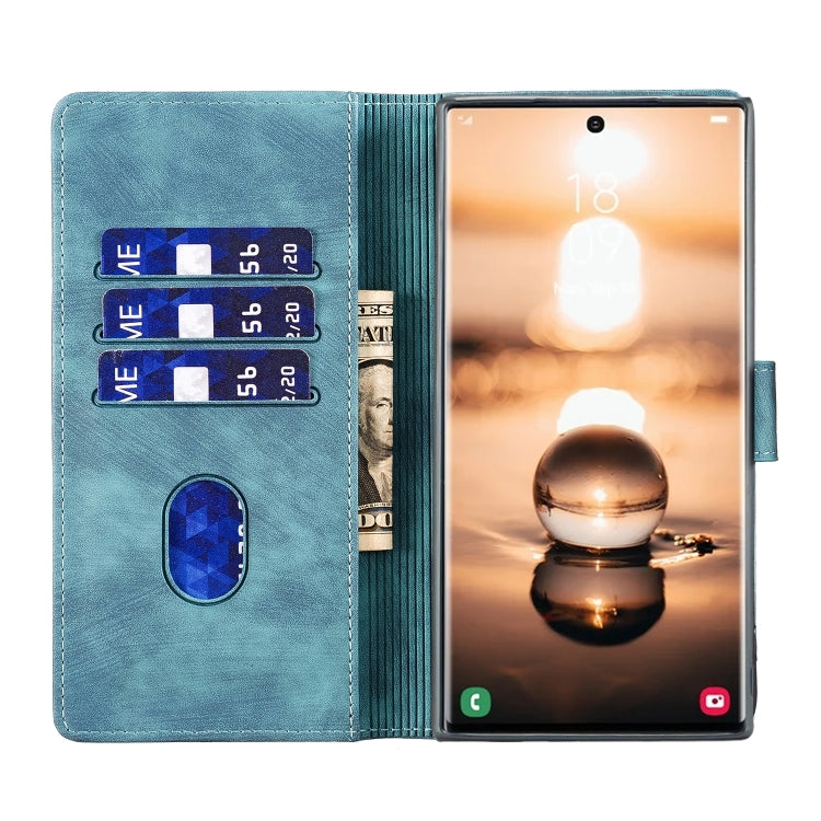 For Samsung Galaxy S25 Ultra 5G Pen Heart Cat Embossed Leather Phone Case(Blue) - Galaxy S25 Ultra 5G Cases by PMC TechLife | Online Shopping South Africa | PMC TechLife | Buy Now Pay Later Mobicred