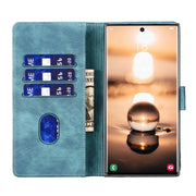 For Samsung Galaxy S25 Ultra 5G Pen Heart Cat Embossed Leather Phone Case(Blue)