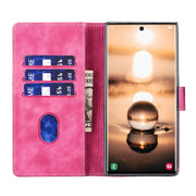 For Samsung Galaxy S25 Ultra 5G Pen Heart Cat Embossed Leather Phone Case(Pink)