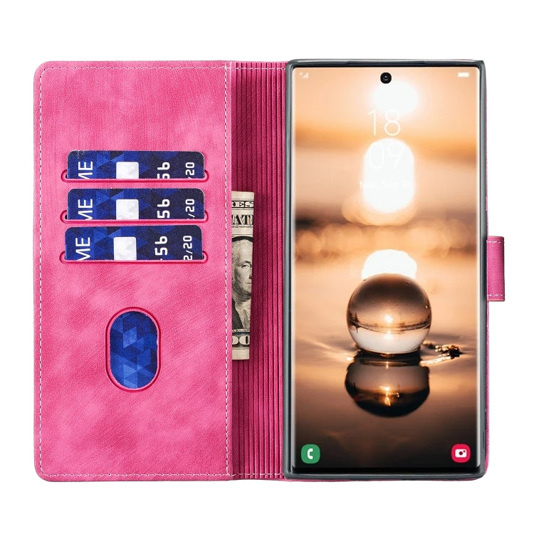 For Samsung Galaxy S25 Ultra 5G Pen Heart Cat Embossed Leather Phone Case(Pink)