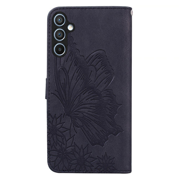 For Samsung Galaxy S25 5G Retro Skin Feel Butterflies Embossing Horizontal Flip Leather Phone Case(Black)