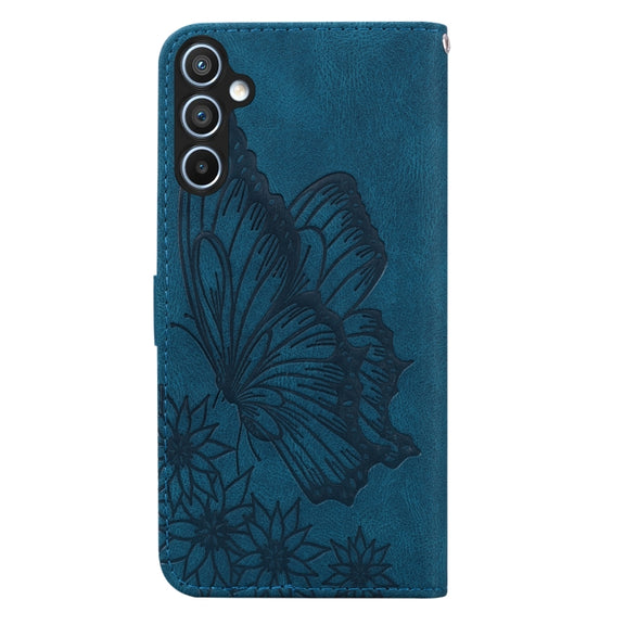 For Samsung Galaxy S25 5G Retro Skin Feel Butterflies Embossing Horizontal Flip Leather Phone Case(Blue)