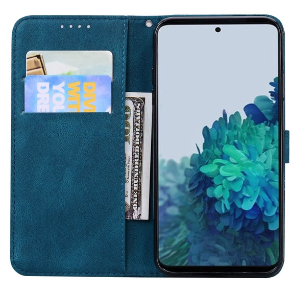 For Samsung Galaxy S25 5G Retro Skin Feel Butterflies Embossing Horizontal Flip Leather Phone Case(Blue)