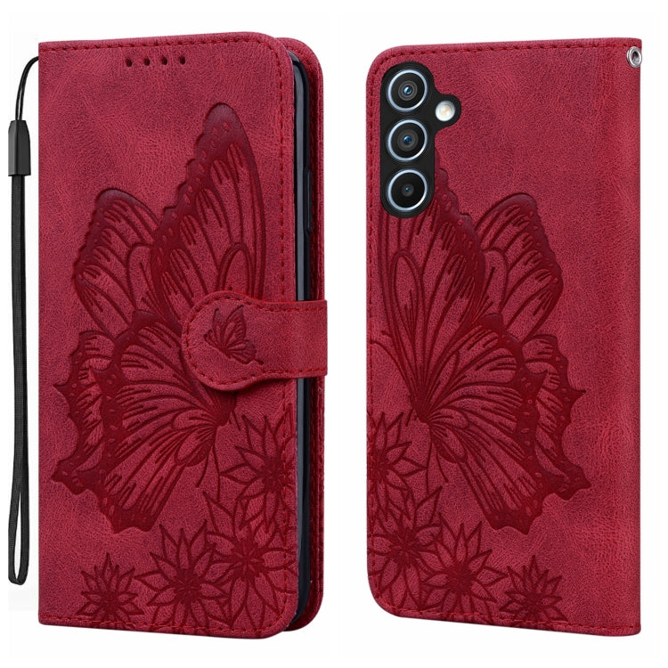 For Samsung Galaxy S25 5G Retro Skin Feel Butterflies Embossing Horizontal Flip Leather Phone Case(Red) - Galaxy S25 5G Cases by PMC TechLife | Online Shopping South Africa | PMC TechLife | Buy Now Pay Later Mobicred