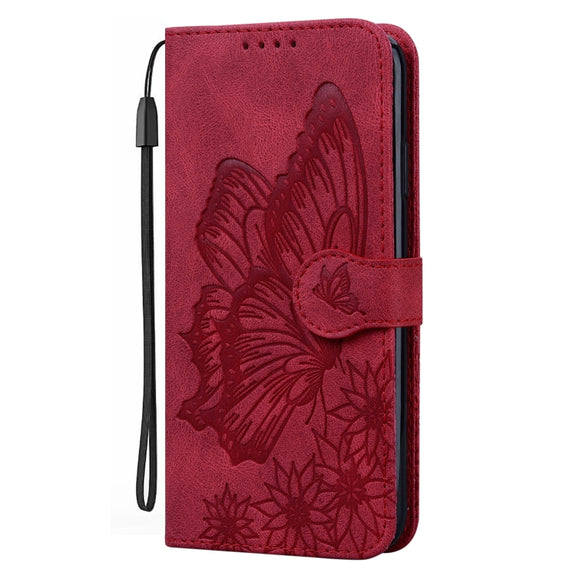 For Samsung Galaxy S25 5G Retro Skin Feel Butterflies Embossing Horizontal Flip Leather Phone Case(Red)