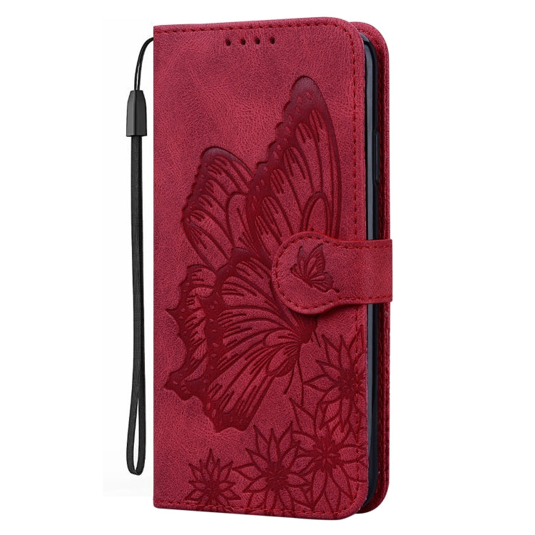 For Samsung Galaxy S25 5G Retro Skin Feel Butterflies Embossing Horizontal Flip Leather Phone Case(Red)