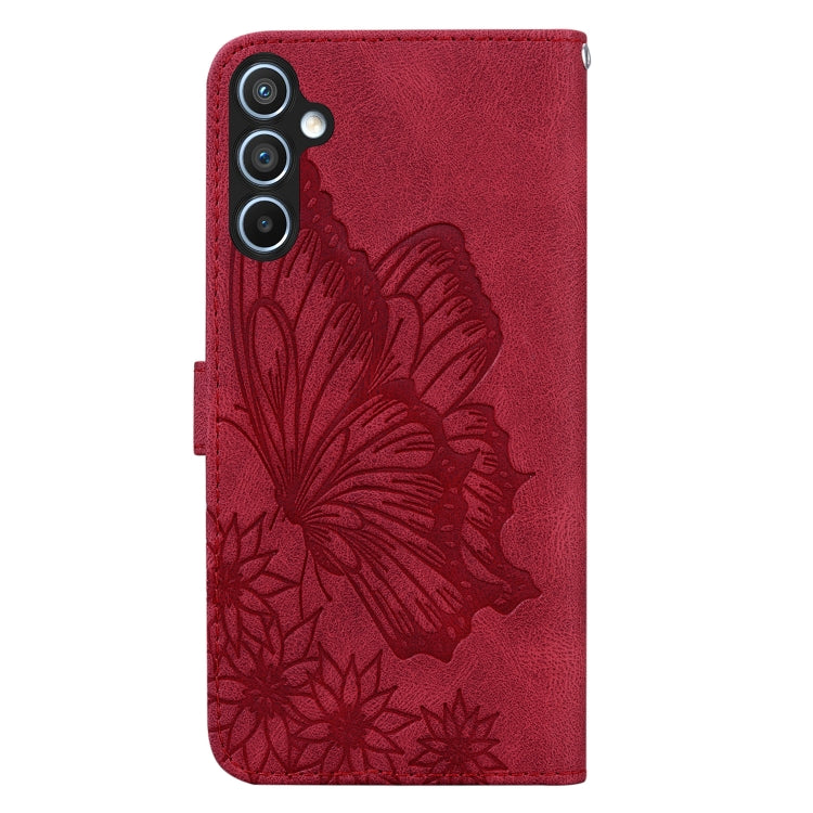For Samsung Galaxy S25 5G Retro Skin Feel Butterflies Embossing Horizontal Flip Leather Phone Case(Red)