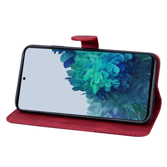 For Samsung Galaxy S25 5G Retro Skin Feel Butterflies Embossing Horizontal Flip Leather Phone Case(Red)