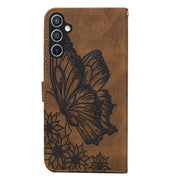 For Samsung Galaxy S25 5G Retro Skin Feel Butterflies Embossing Horizontal Flip Leather Phone Case(Brown)
