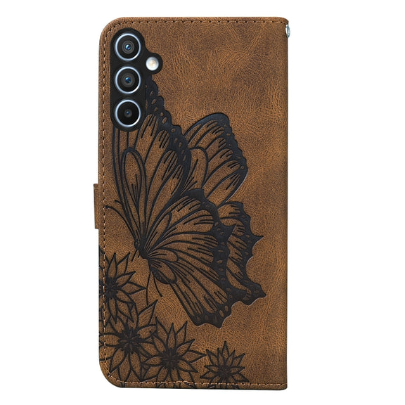 For Samsung Galaxy S25 5G Retro Skin Feel Butterflies Embossing Horizontal Flip Leather Phone Case(Brown)