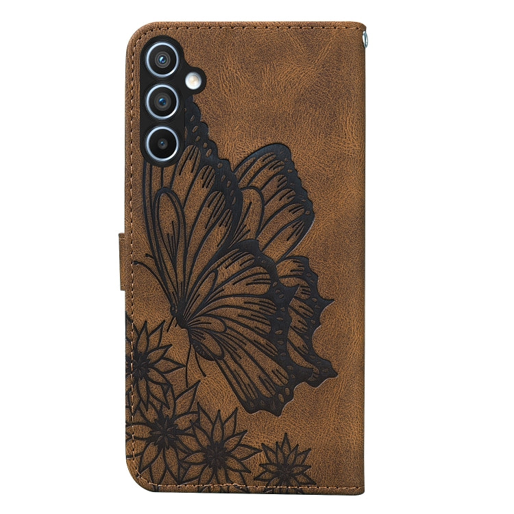 For Samsung Galaxy S25 5G Retro Skin Feel Butterflies Embossing Horizontal Flip Leather Phone Case(Brown)