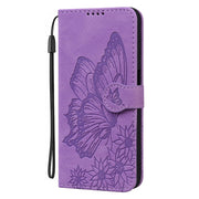For Samsung Galaxy S25 5G Retro Skin Feel Butterflies Embossing Horizontal Flip Leather Phone Case(Purple)