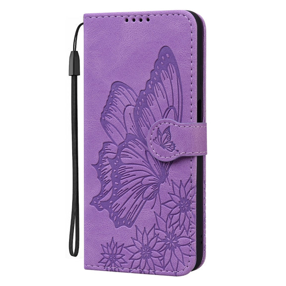 For Samsung Galaxy S25 5G Retro Skin Feel Butterflies Embossing Horizontal Flip Leather Phone Case(Purple)