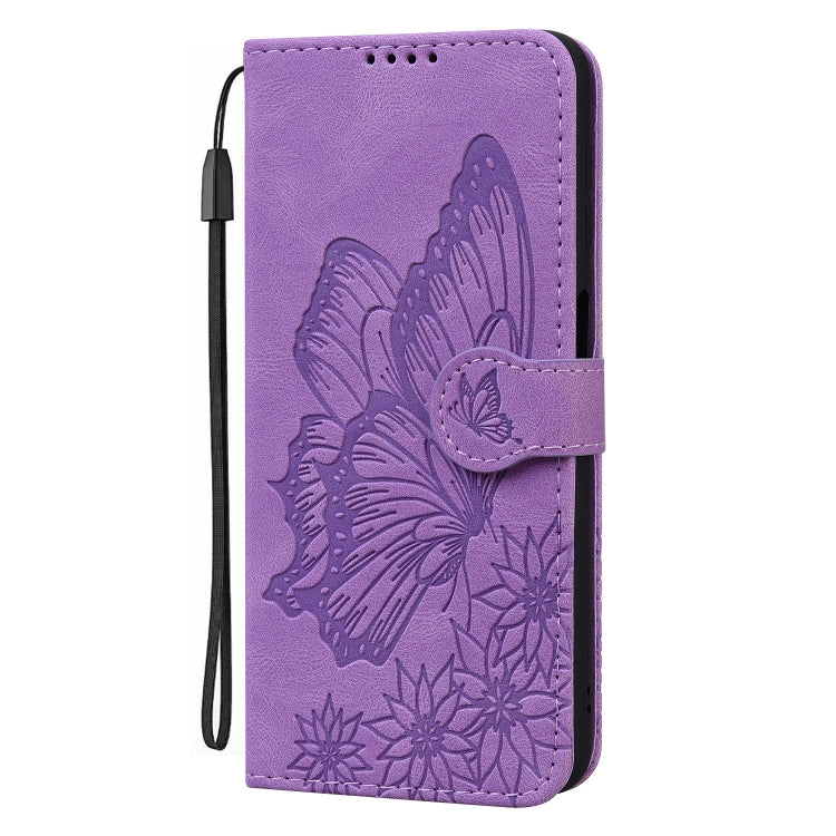 For Samsung Galaxy S25 5G Retro Skin Feel Butterflies Embossing Horizontal Flip Leather Phone Case(Purple)