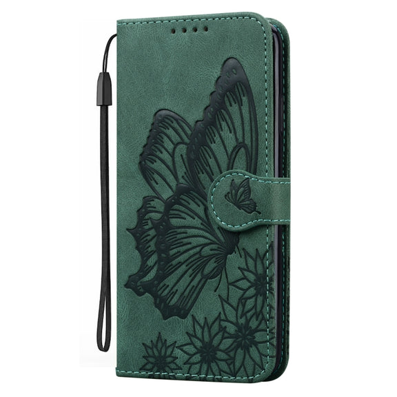 For Samsung Galaxy S25+ 5G Retro Skin Feel Butterflies Embossing Horizontal Flip Leather Phone Case(Green)