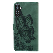 For Samsung Galaxy S25+ 5G Retro Skin Feel Butterflies Embossing Horizontal Flip Leather Phone Case(Green)