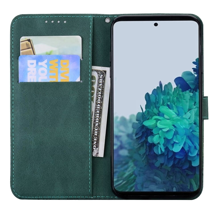 For Samsung Galaxy S25+ 5G Retro Skin Feel Butterflies Embossing Horizontal Flip Leather Phone Case(Green)
