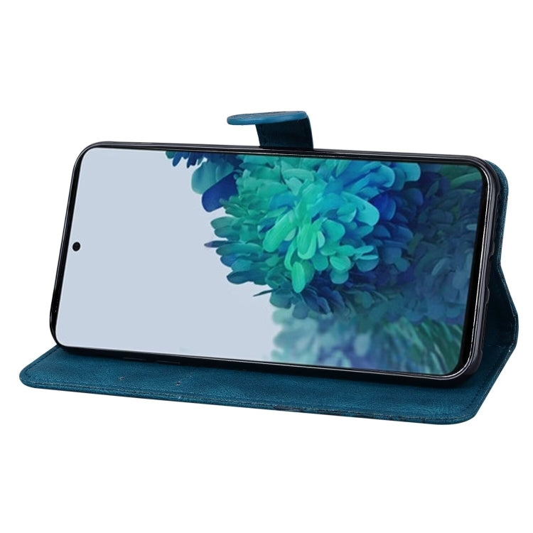 For Samsung Galaxy S25+ 5G Retro Skin Feel Butterflies Embossing Horizontal Flip Leather Phone Case(Blue)