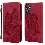 For Samsung Galaxy S25+ 5G Retro Skin Feel Butterflies Embossing Horizontal Flip Leather Phone Case(Red)