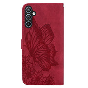 For Samsung Galaxy S25+ 5G Retro Skin Feel Butterflies Embossing Horizontal Flip Leather Phone Case(Red)