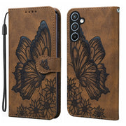 For Samsung Galaxy S25+ 5G Retro Skin Feel Butterflies Embossing Horizontal Flip Leather Phone Case(Brown)