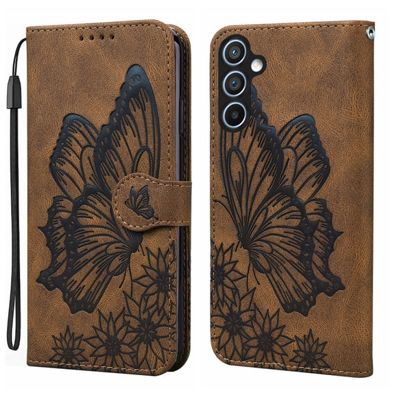 For Samsung Galaxy S25+ 5G Retro Skin Feel Butterflies Embossing Horizontal Flip Leather Phone Case(Brown)