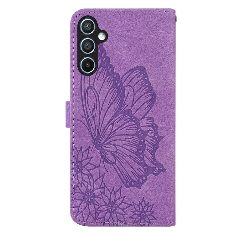 For Samsung Galaxy S25+ 5G Retro Skin Feel Butterflies Embossing Horizontal Flip Leather Phone Case(Purple) - Galaxy S25+ 5G Cases by PMC TechLife | Online Shopping South Africa | PMC TechLife | Buy Now Pay Later Mobicred