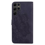 For Samsung Galaxy S25 Ultra 5G Retro Skin Feel Butterflies Embossing Horizontal Flip Leather Phone Case(Black)